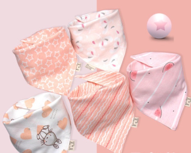 [Hàng đẹp video] Set 5 khăn yếm tam giác cotton 3 lớp ngộ nghĩnh giữ ấm cổ cho bé trai bé gái