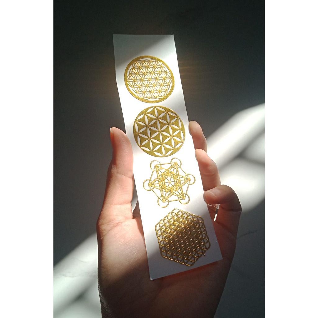 Decal Mandala Đồng dán Tháp Năng Lượng - Con lắc cảm xạ - Kim Tự Tháp - DIY trang trí - Set 4 Decal Mandala may mắn