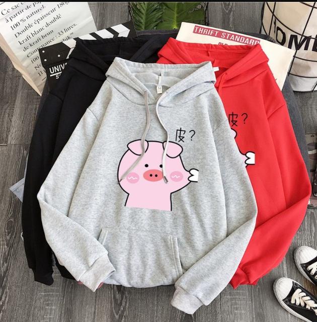 Áo hoodie nỉ bông hình heo bẹo má cute