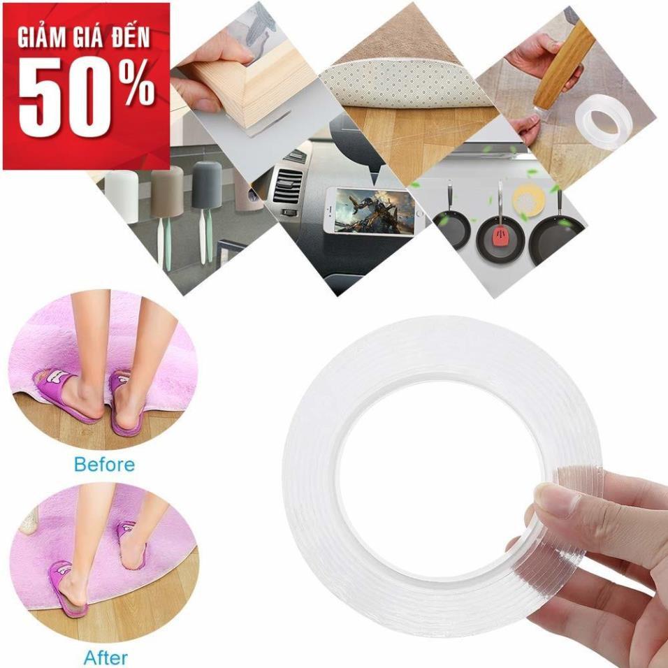 Băng keo 2 mặt đa năng siêu dính chắc bản 3m silicon trong suốt dán hai tường, Cố định ổ cắm điện...Dễ dàng làm sạch