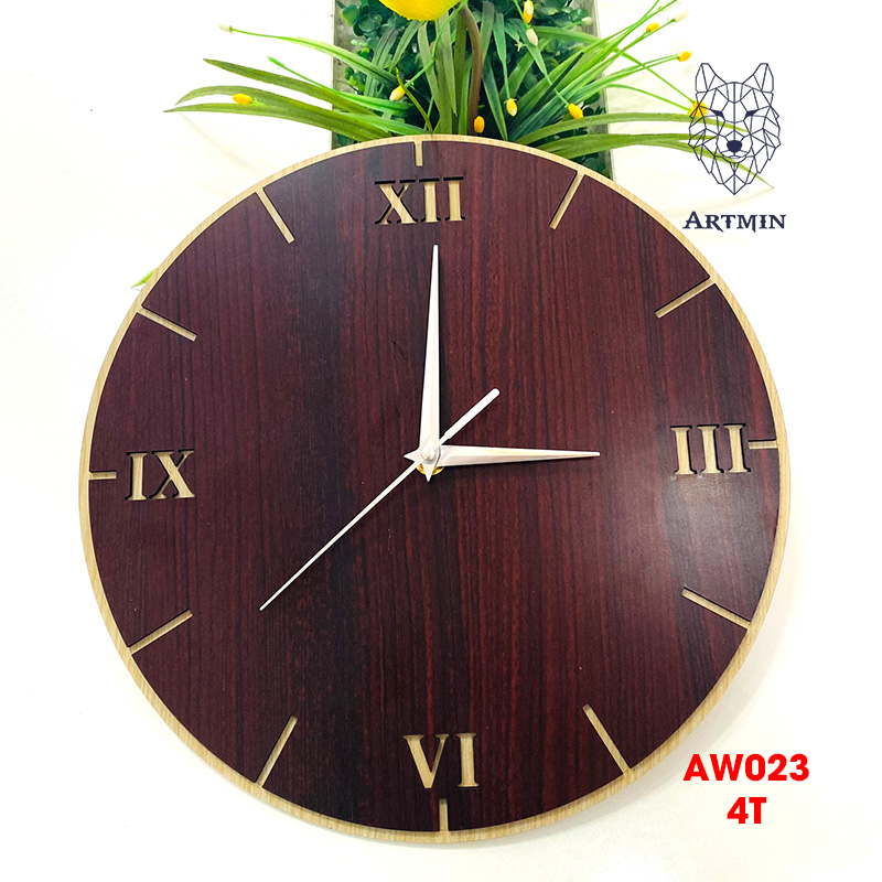 AW023 - Đồng Hồ Gỗ Treo Tường – Décor Trang Trí Số La Mã