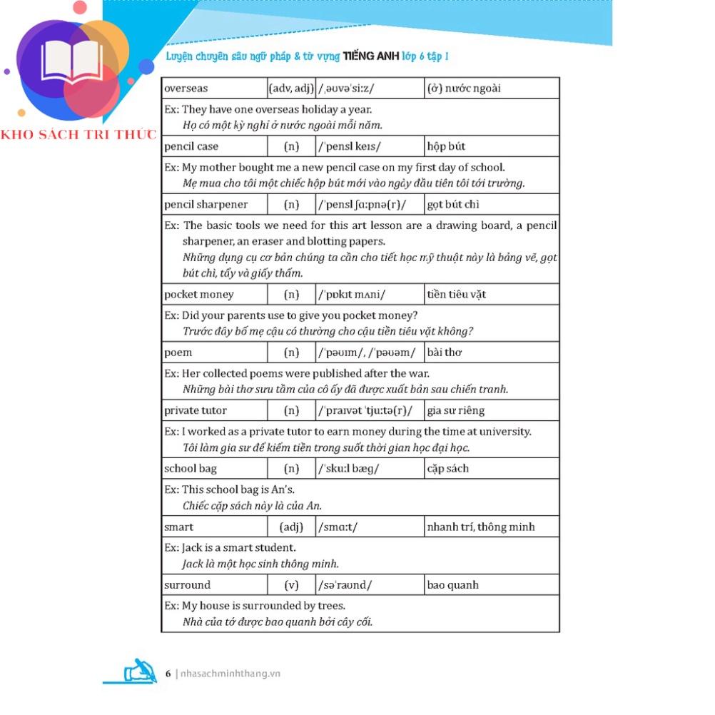 Sách - GLOBAL SUCCESS Luyện chuyên sâu ngữ pháp và từ vựng tiếng anh lớp 6 tập 1