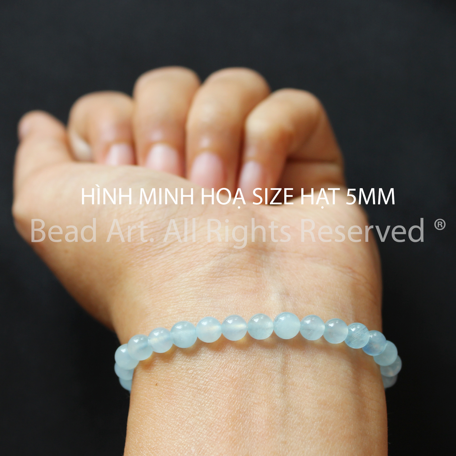 4.5MM Đá Aquamarine Hải Lam Ngọc Tự Nhiên Xanh Biển Loại AB, Mệnh Thuỷ, Mộc, Phối Vòng Tay Phong Thuỷ, Chuỗi Hạt - Bead Art
