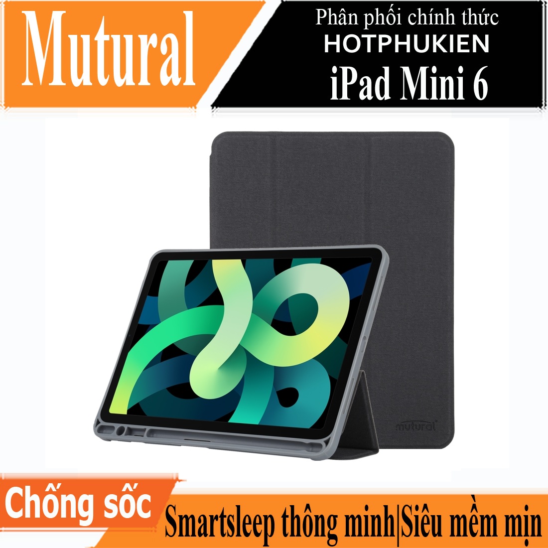Case bao da chống sốc canvas cho iPad Mini 6 hiệu Mutural Yashi Series trang bị ngăn đựng bút, thiết kế tản nhiệt, hỗ trợ smartsleep - hàng nhập khẩu
