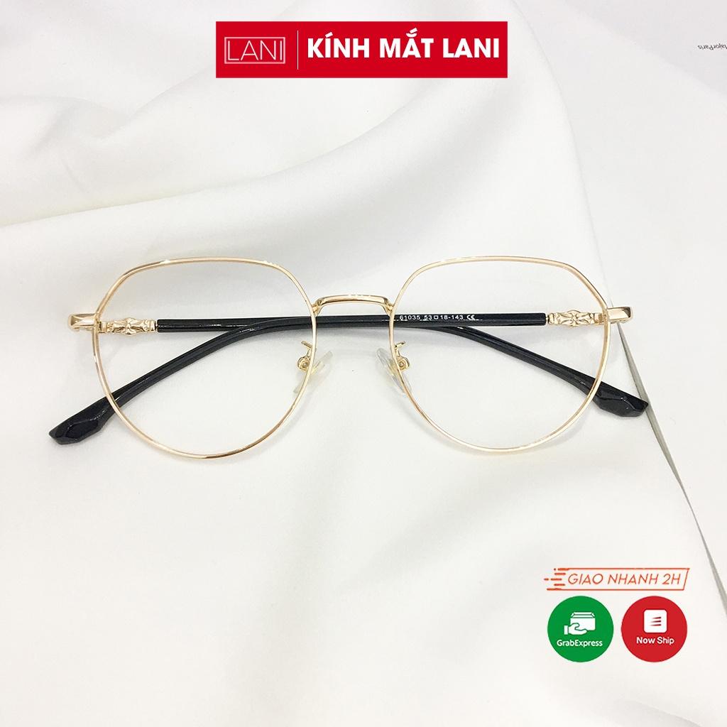 Gọng kính cận nam nữ LANI 61035 kim loại đa giác họa tiết nhiều màu nhận lắp mắt kính có độ theo yêu cầu