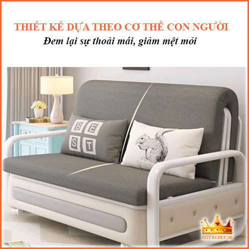 Giường Sofa Đa Năng Thông Minh ROYALDECORHN - Giường Sofa Kéo Thành Ghế Tiện Lợi Khung Sắt, Đệm Bọt Biển - Nội Thất Phòng Ngủ