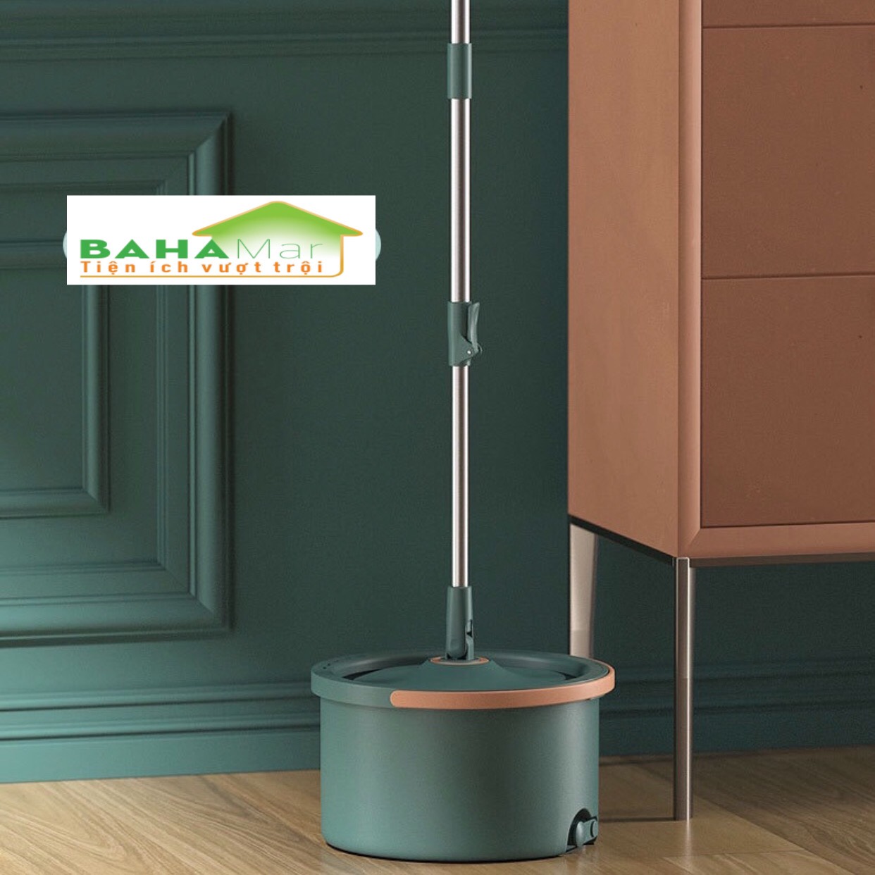 BỘ CÂY LAU NHÀ TIẾT KIỆM SỨC LAO ĐỘNG VÀ XÔ XOAY TRÒN PHÂN TÁCH NƯỚC THẢI "BAHAMAR" Nước sạch giặt giẻ lau và xoáy loại bỏ nước bẩn ra chậu ngoài một cách tách biệt luôn