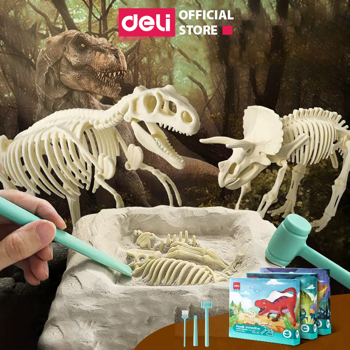 Bộ Đồ Chơi Khảo Cổ Hóa Thạch Khủng Long Deli Cho Bé - Bộ Đồ Chơi Hỗ Trợ Giáo Dục Cho Trẻ Em Đồ Chơi Giáo Dục Kích Thích Trí Tìm Tòi Sáng Tạo Của Trẻ - YX401 404
