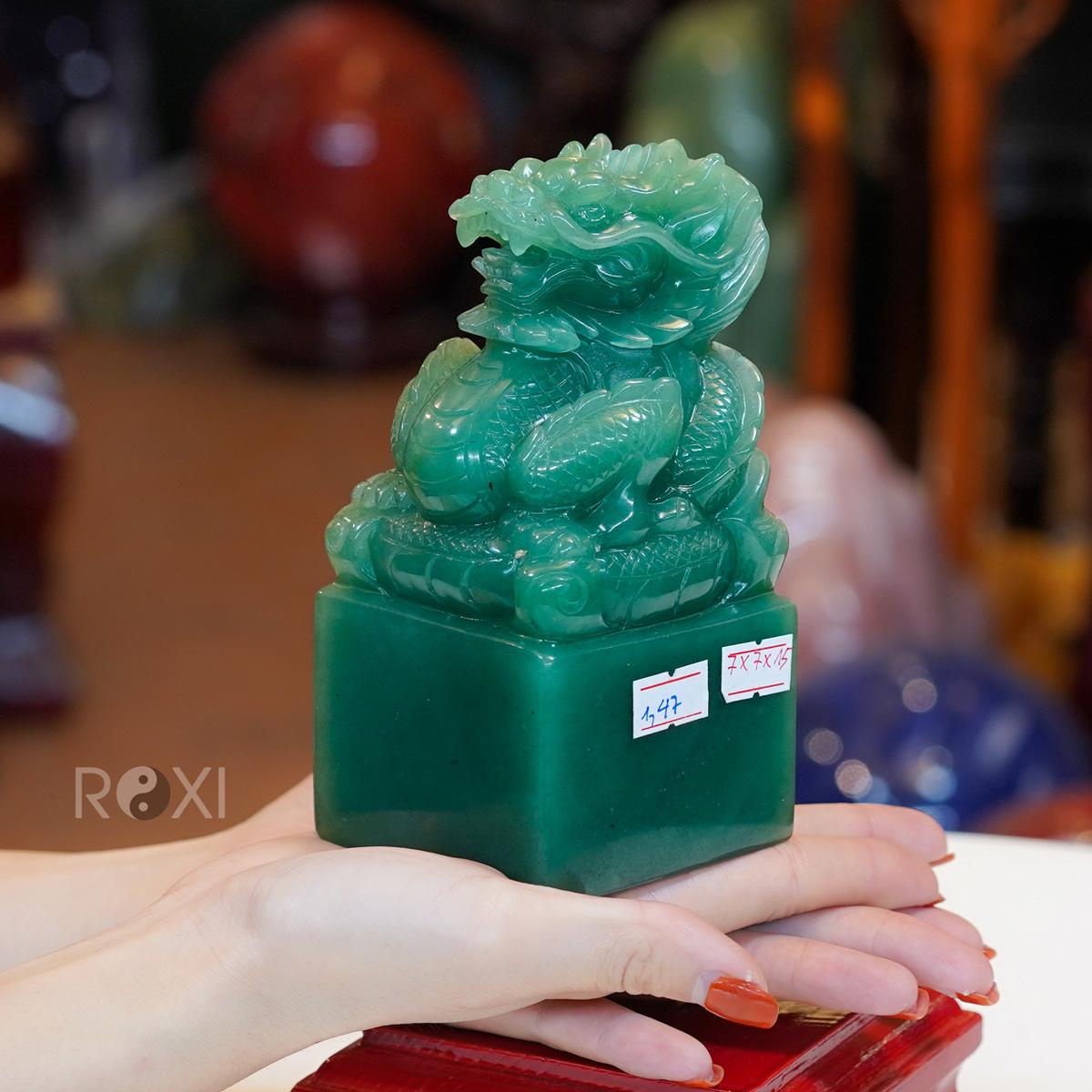 Ấn rồng thạch anh xanh 1,47kg - cao 15cm (mẫu 1)