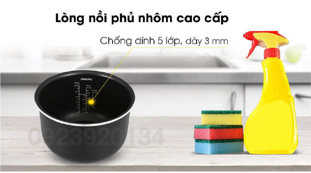 Nồi cơm điện 1.8 lít, lòng nồi 5 lớp Philips HD4533 - Hàng chính hãng