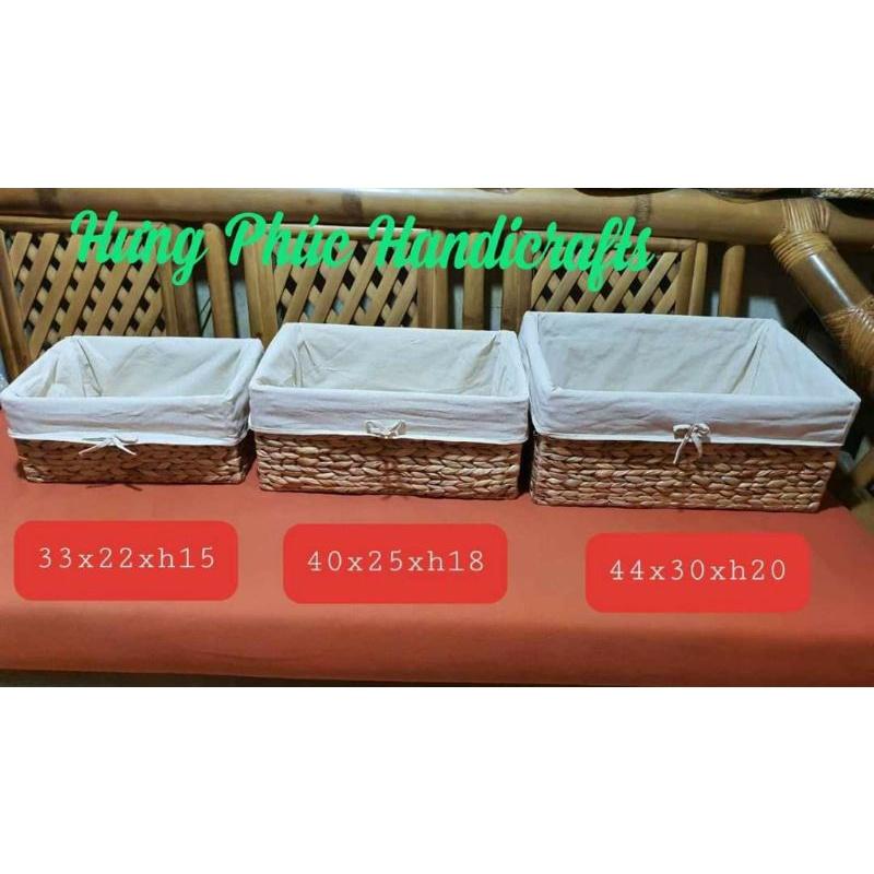 Bộ ba khay lục bình không nắp không lót