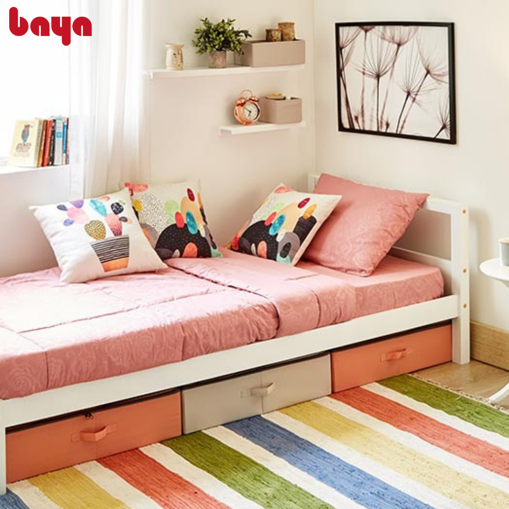 Giường Ngủ Đơn BAYA SAPA Kích Thước L194xW97xH30 Làm Từ Gỗ Keo Với Độ Bền Cao Màu Trắng Trang Nhã 7100038