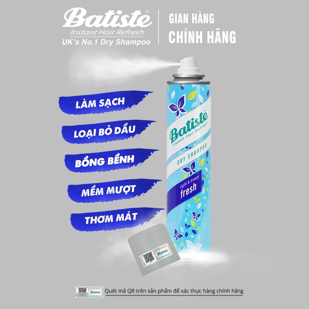 Dầu Gội Khô Batiste Tươi Mát Tức Thì - Batiste Dry Shampoo Light &amp; Breezy Fresh 200ml