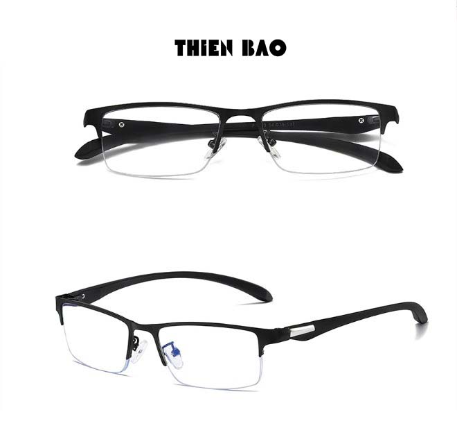 Gọng kính thời trang NAM NỮ 0 độ ( Có bán độ lão thị, viễn thị trung niên) nửa viền thể thao cực đẹp KT17 tròng Nhật bản cao cấp loại I nhẹ nhàng thoải mái