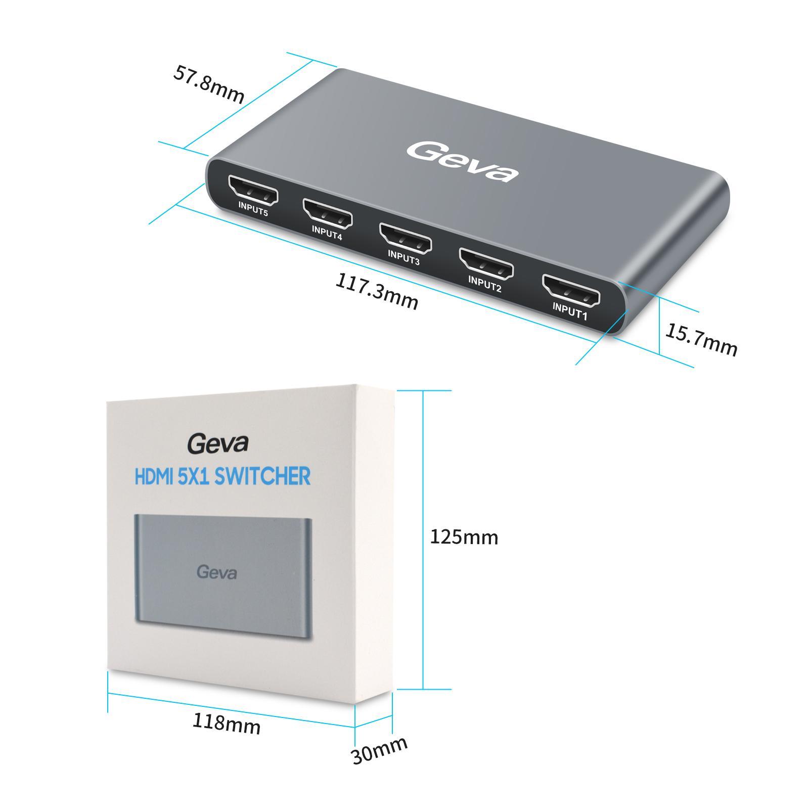 5 in 1 Out 4K@60Hz HDMI2.0 Switcher Selector,with IR Wireless Remote,HDMI Audio Extractor,5 Port 5x1 HDMI Switcher Splitter Box for Computer