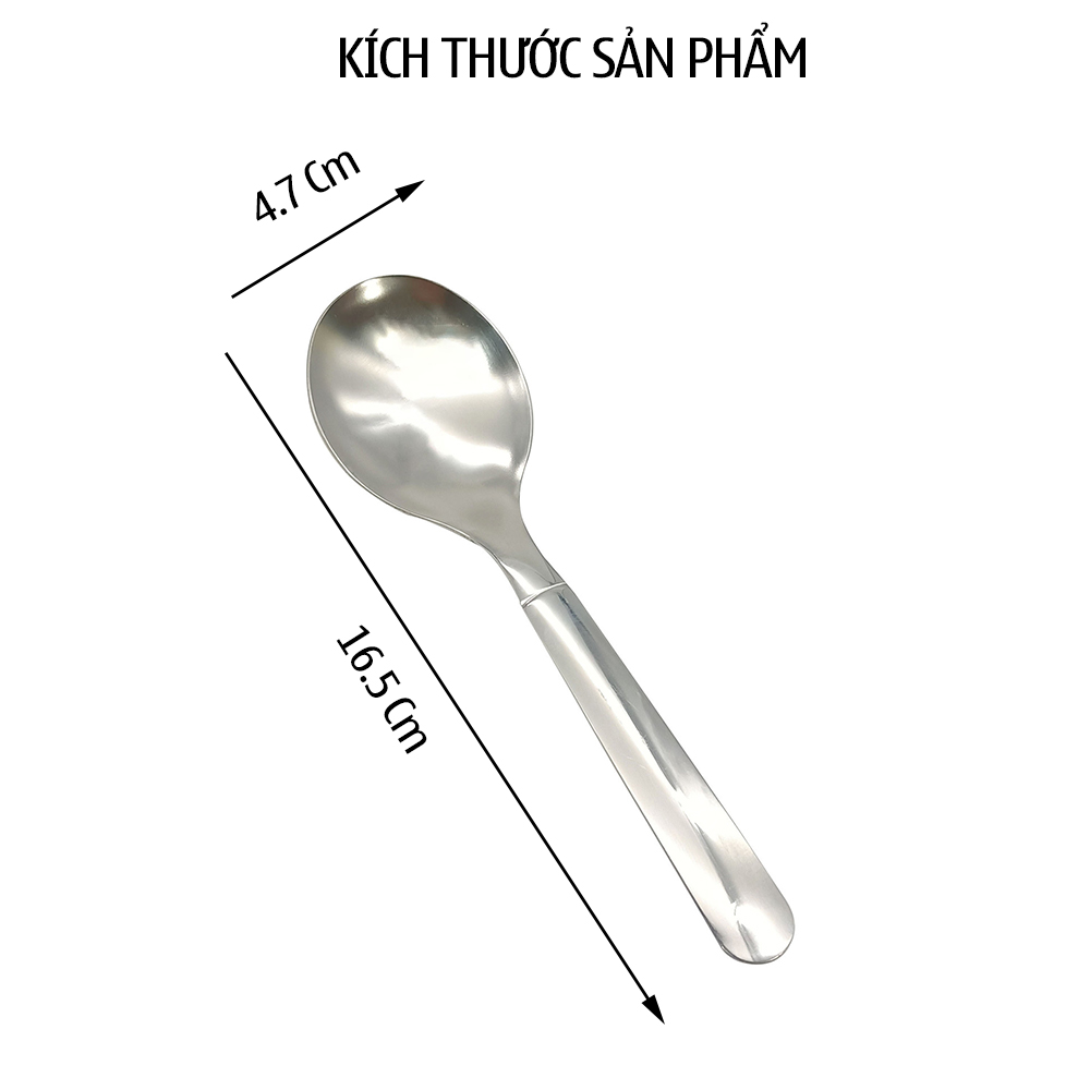 Combo 3 muỗng thìa tròn dày chất liệu inox không gỉ đa năng phong cách sang trọng phù hợp dùng ăn súp, ăn lẩu, xới cơm tiện lợi