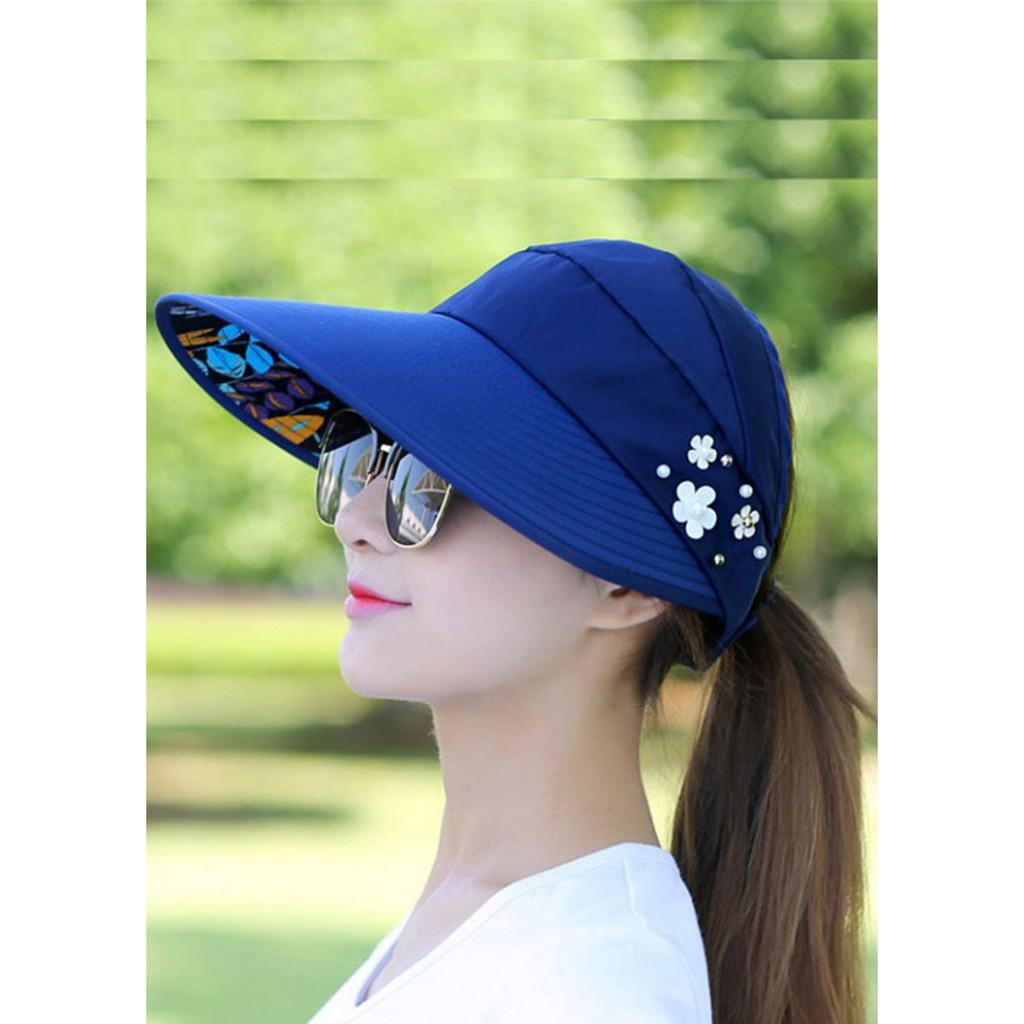 Mũ rộng vành có hạt ngọc chống nắng thời trang - DMA store