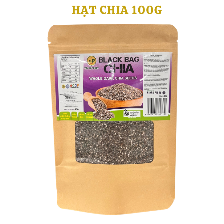 Hạt Chia Úc TLP.100% Organic Ăn Kiêng Giảm Cân Hạt Chuẩn Sạch Đều Đẹp (Gói 100g)