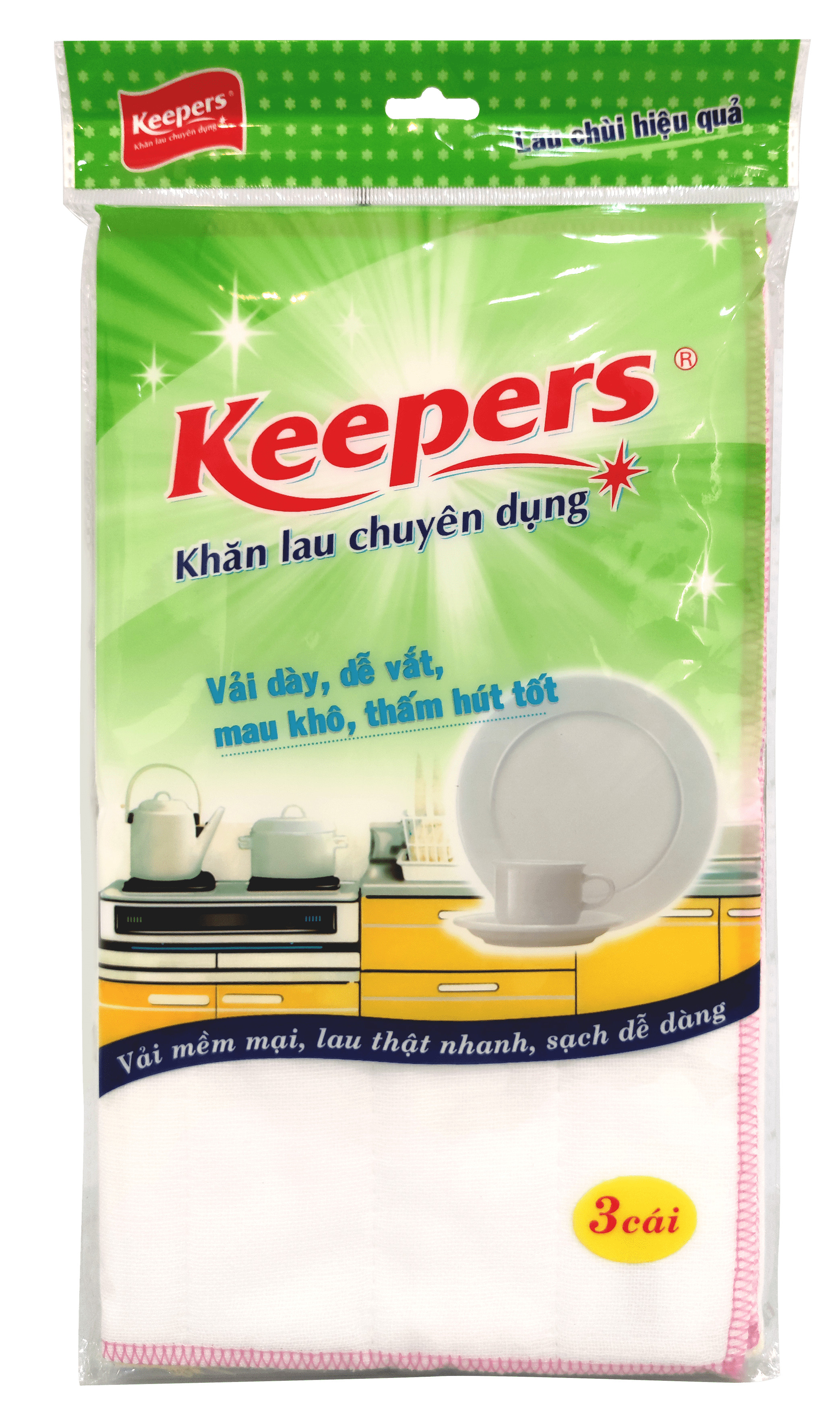 Khăn Lau Chuyên Dụng Đa Năng Keepers 35x30cm 3 Cái/Bao