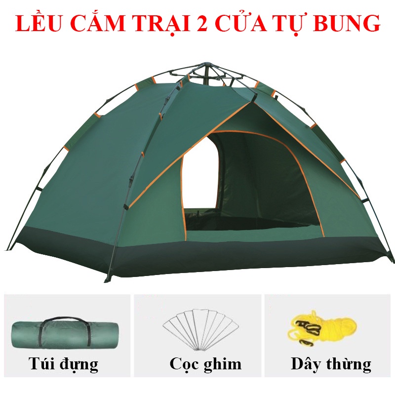 Lều cắm trại phượt du lịch 2-5 người cao cấp cửa 2 lớp chống thấm nước, chống muỗi, dễ dàng gấp gọn tiện lợi