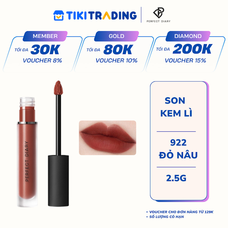 Son kem lì PERFECT DIARY DreamMatte nhiều màu siêu mịn lâu trôi cao cấp 2.5g