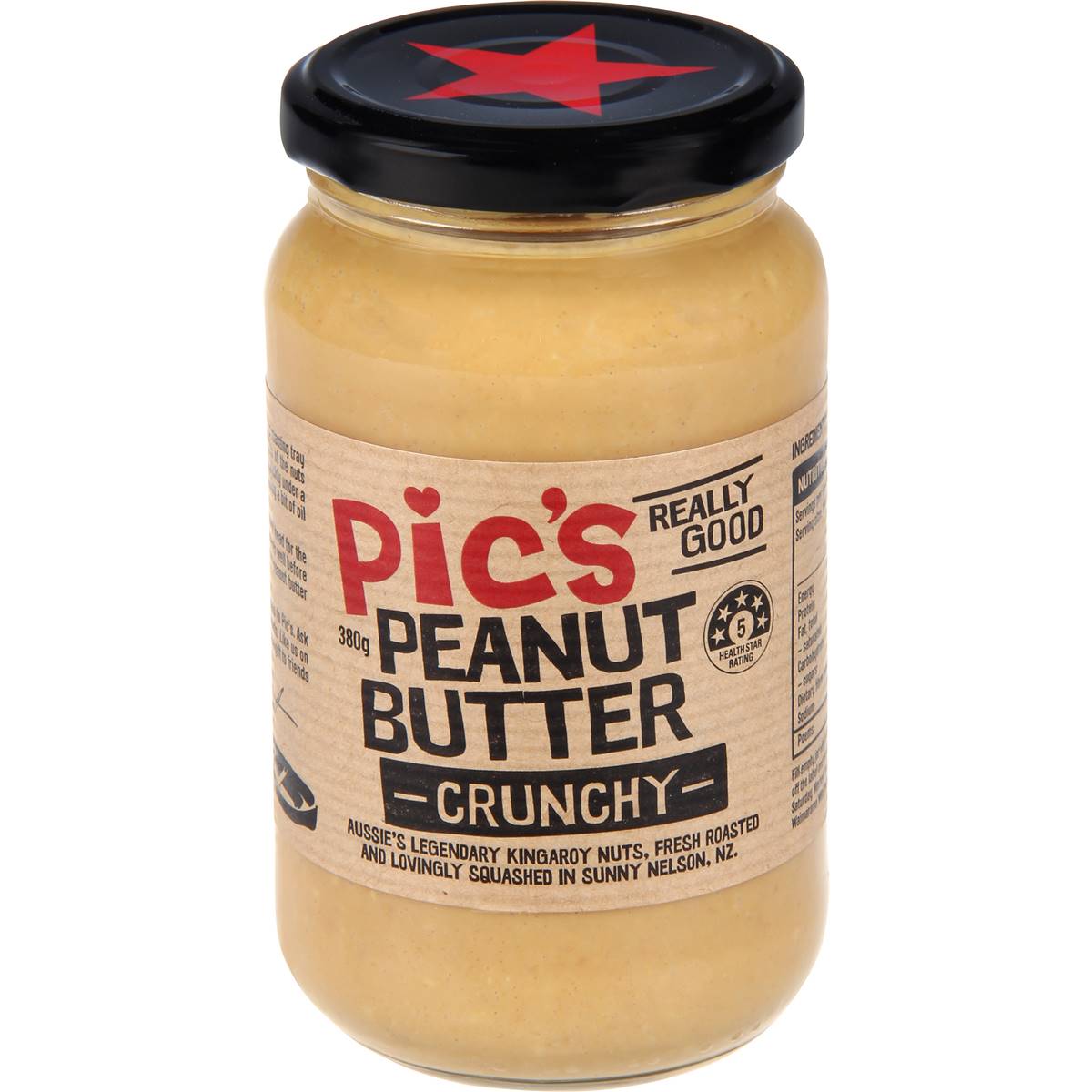 Bơ đậu phộng nghiền hạt ít muối  Pic's PEANUT 380G - Pic's Peanut Butter Crunchy