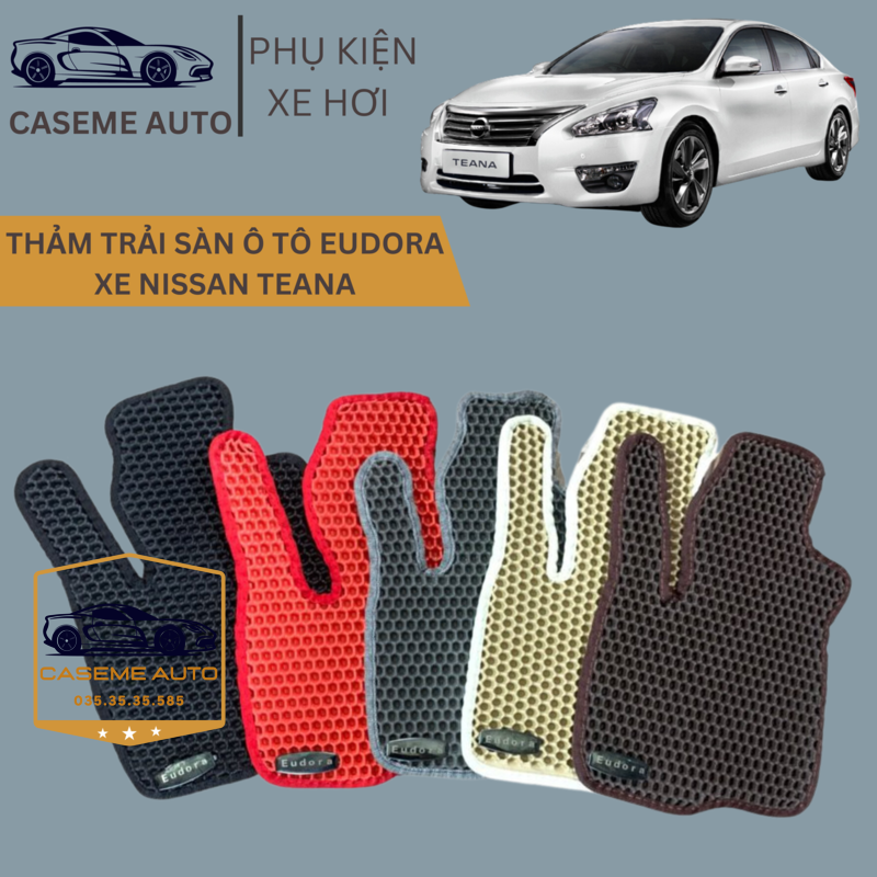 [NISSAN TEANA] Thảm Trải Sàn, Lót Sàn Ô Tô Cao Su Eudora CloudFoam Thiết Kế Theo Xe Dành Cho Xe NISSAN TEANA, Chống Nước, Không Mùi, Ngăn Bụi Bẩn, Dễ Vệ Sinh - Hàng Chính Hãng