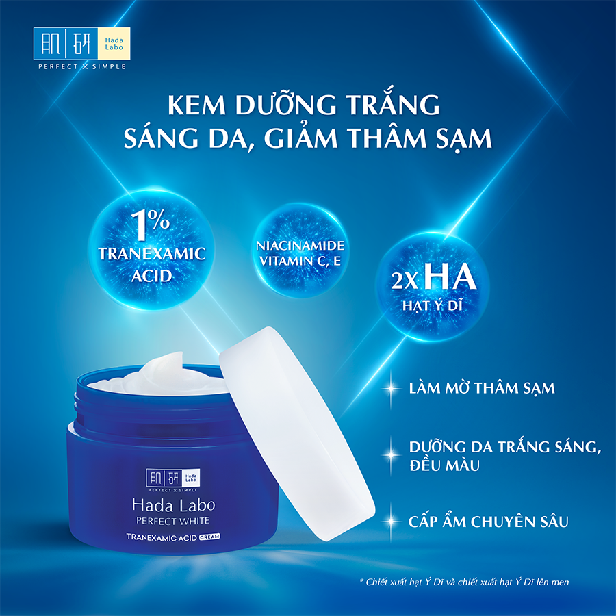 Kem Dưỡng Trắng Da Tối Ưu Hada Labo Perfect White Tranexamic Acid 1% Cream 50g