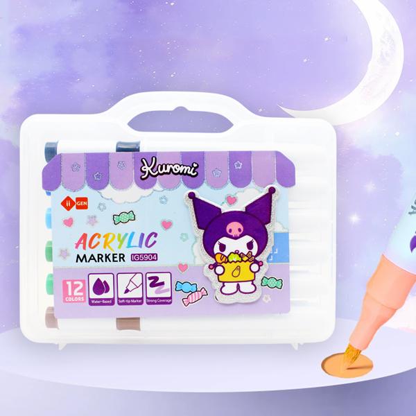 Bộ 12 Bút Vẽ Acrylic Marker Kuromi - iiGEN IG5904
