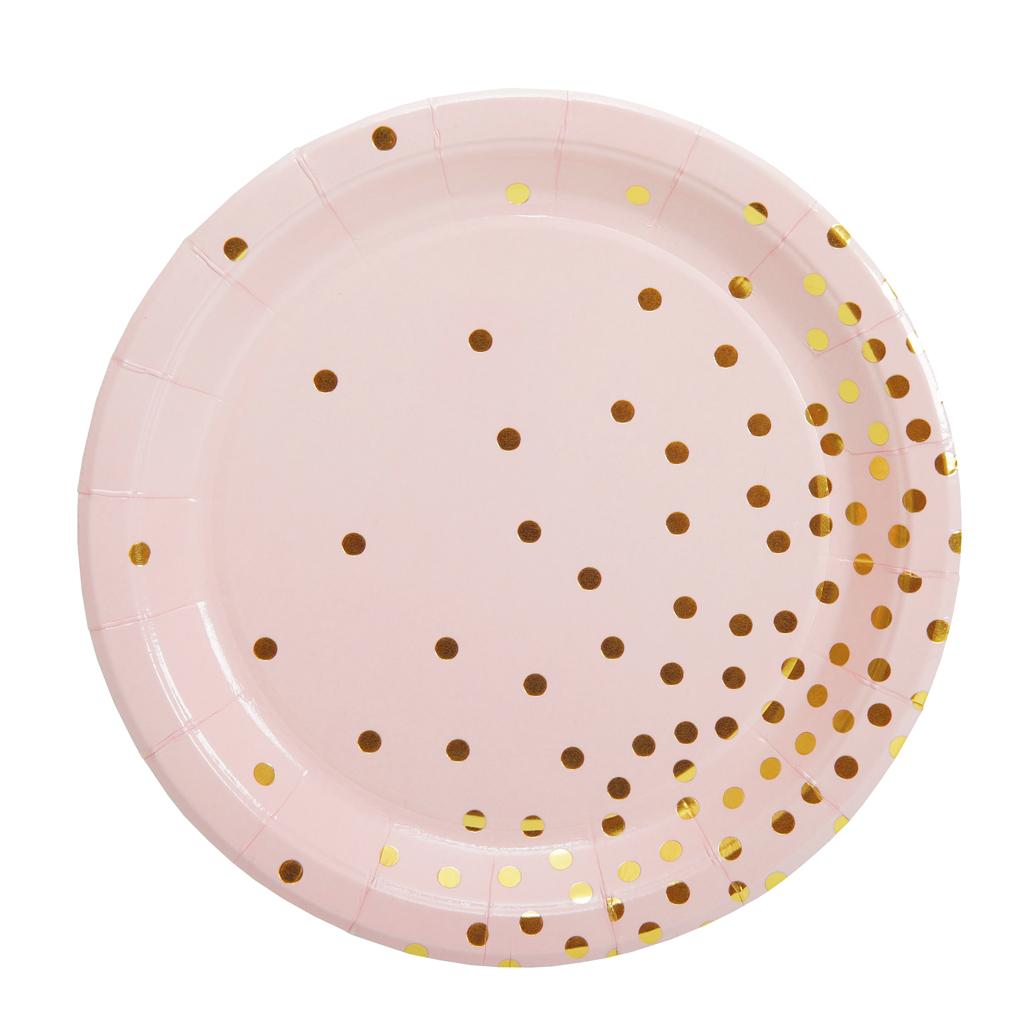 10pcs Gold Spots Paper Party Set Plates Wedding Birthday Party Tableware