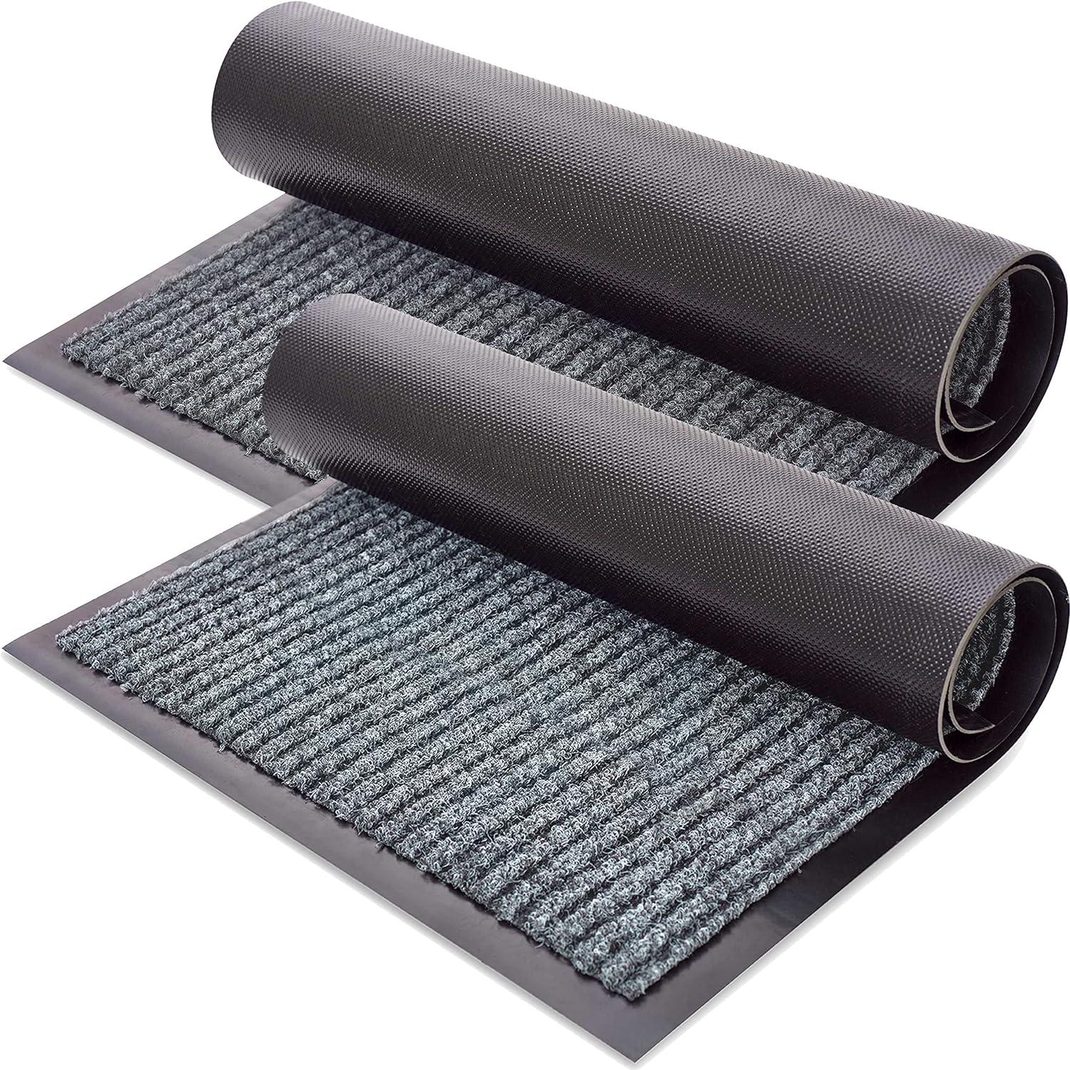 Thảm cửa trước MATS 2 -Pack - Thảm cửa thảm ngoài trời trong nhà cho máy cạo giày lý tưởng (xám) 40*60 cm