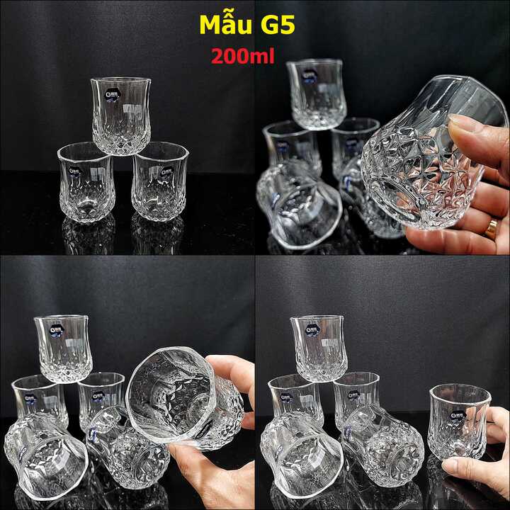 Ly uống rượu tây 200ML mẫu Trụ Tròn vát eo cao cấp đế dày – Bộ ly rượu thủy tinh cao cấp siêu trong