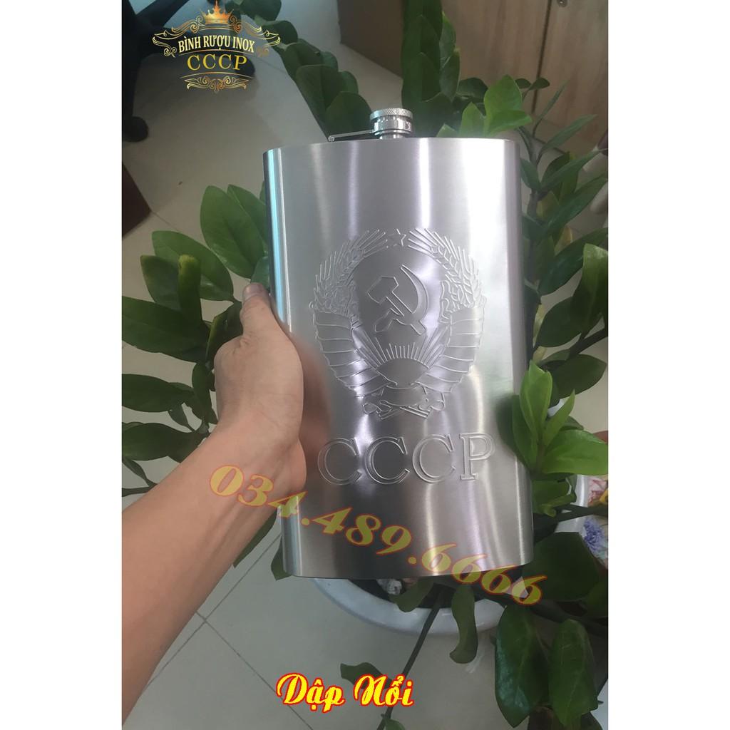 Binh đựng rượu inox cccp dập nổi 1.75L tiện dụng cho đi chơi, du lịch, leo núi