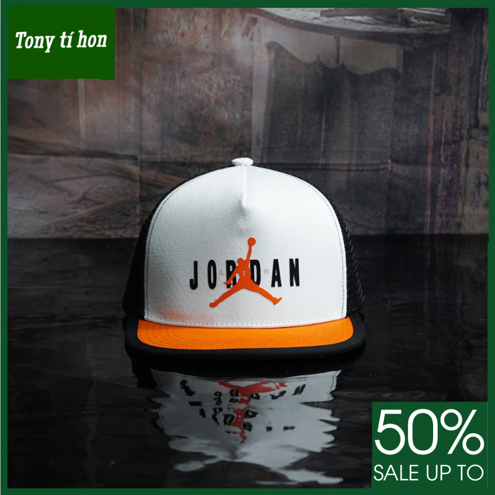 Tony tí hon -  Mũ/nón kết lưỡi trai nam nữ Snapback JD trắng cam thời trang nam nữ cao cấp