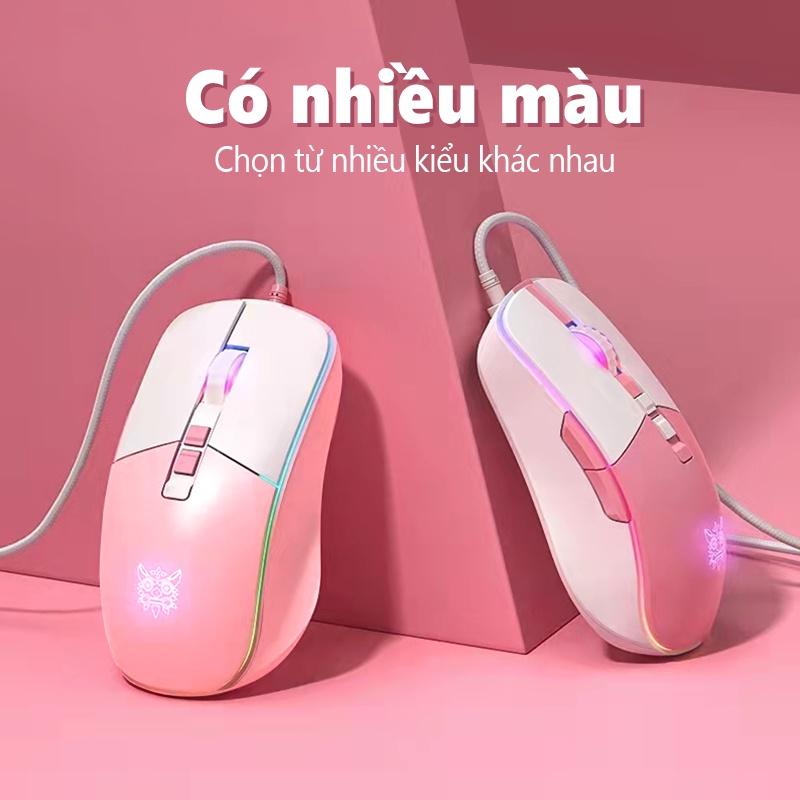 Chuột chơi game có dây ONIKUMA CW916 màu hồng trắng với đèn RGB [Hàng chính hãng