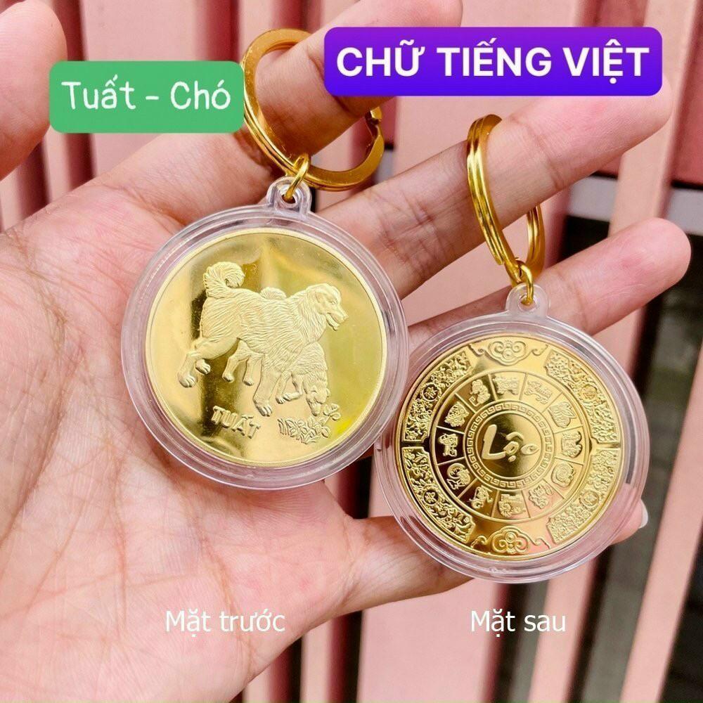 Móc khóa 12 Con Giáp May Mắn mạ vàng ứng với số tuổi của bạn đem lại May mắn và Tài Lộc treo bên túi xách chìa khóa.
