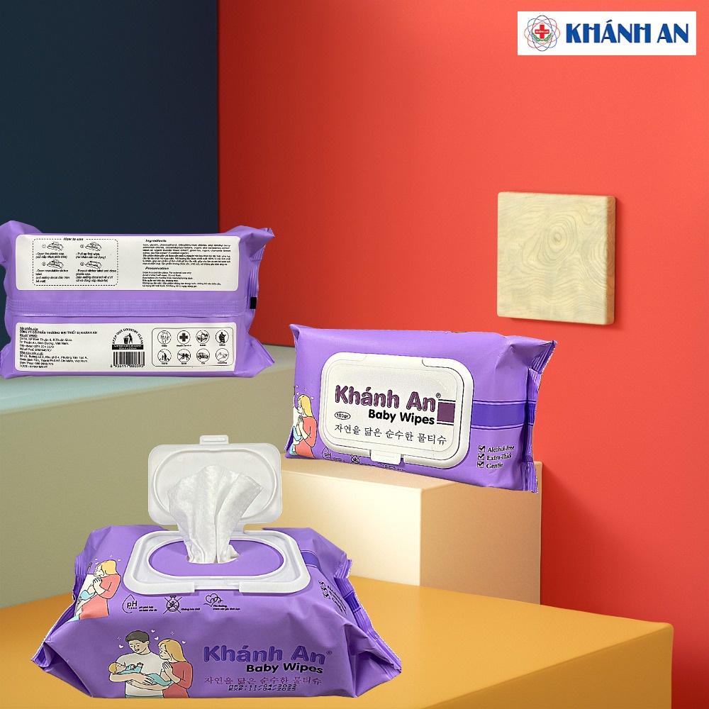 Khăn ướt BABY WIPES Khánh An mềm mại thơm mát cho da nhạy cảm trả làn da tươi mát đầy sức sống cho bé và cả nhà