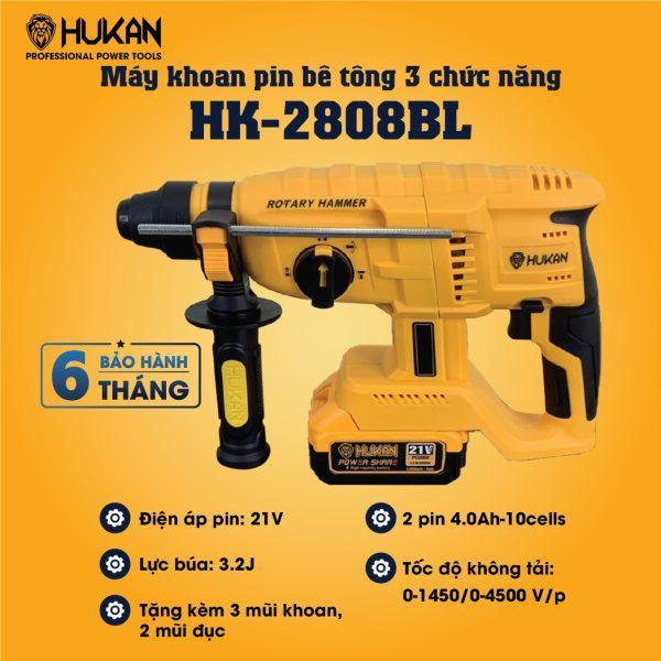 MÁY KHOAN PIN BÊ TÔNG 3.2J HK-2808BL HUKAN (2 PIN ) - HÀNG CHÍNH HÃNG