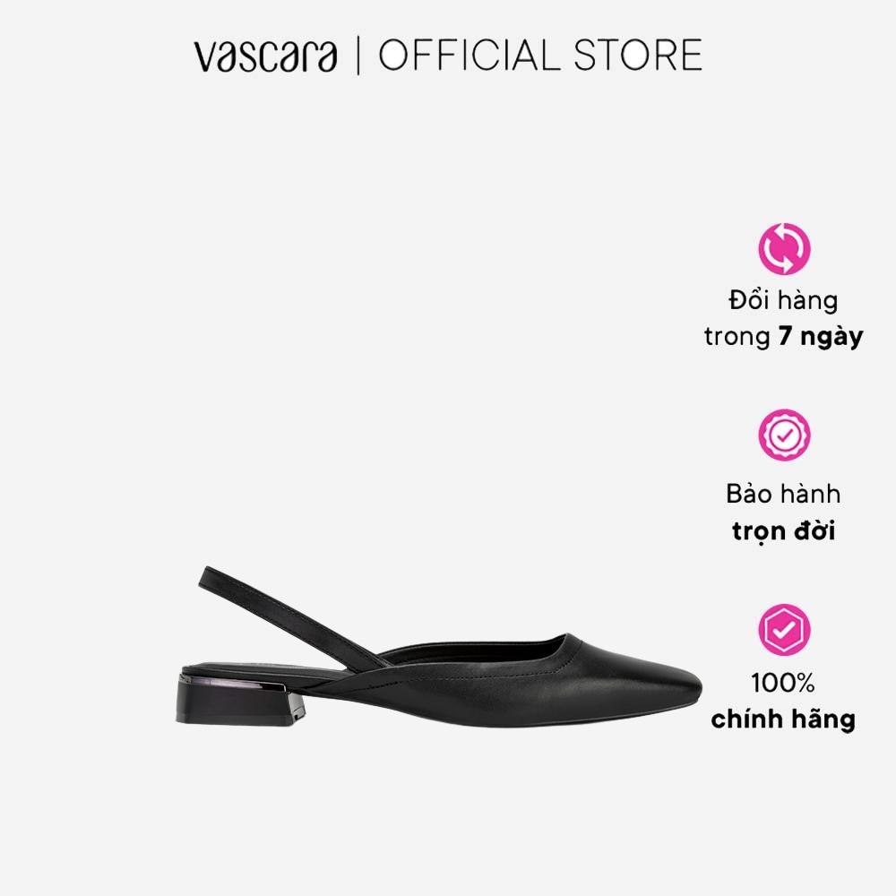 Vascara Giày Slingback Mũi Vuông Gót Trụ Viền Metallic - BMN 0559