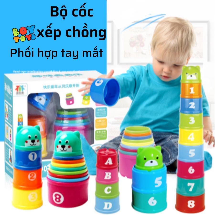Bộ đồ chơi cốc xếp tầng phối hợp tư duy, nhanh tay, nhanh mắt giúp bé phát triển trí não