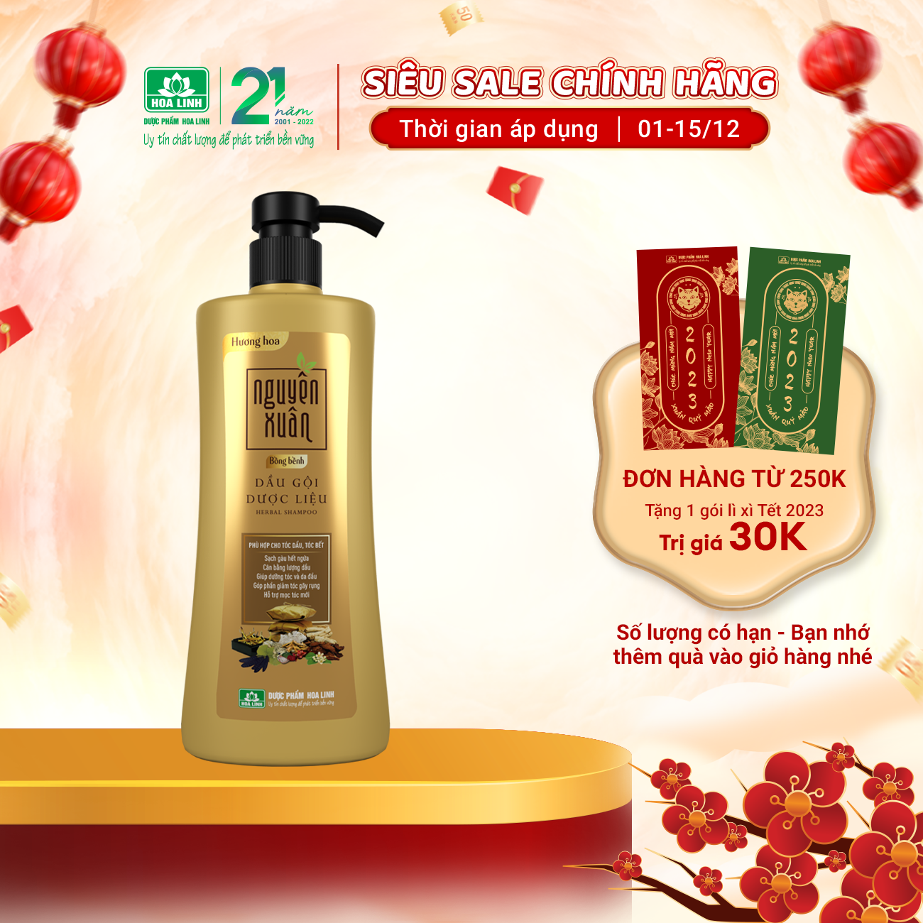 Dầu gội Dược liệu Nguyên Xuân bồng bềnh 600ml tặng 10% thể tích giá không đổi