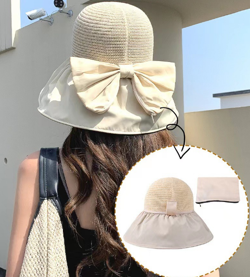 mũ rộng vành chống nắng chống tia UV cao cấp mới, nón nữ vành to gắn nơ thời trang