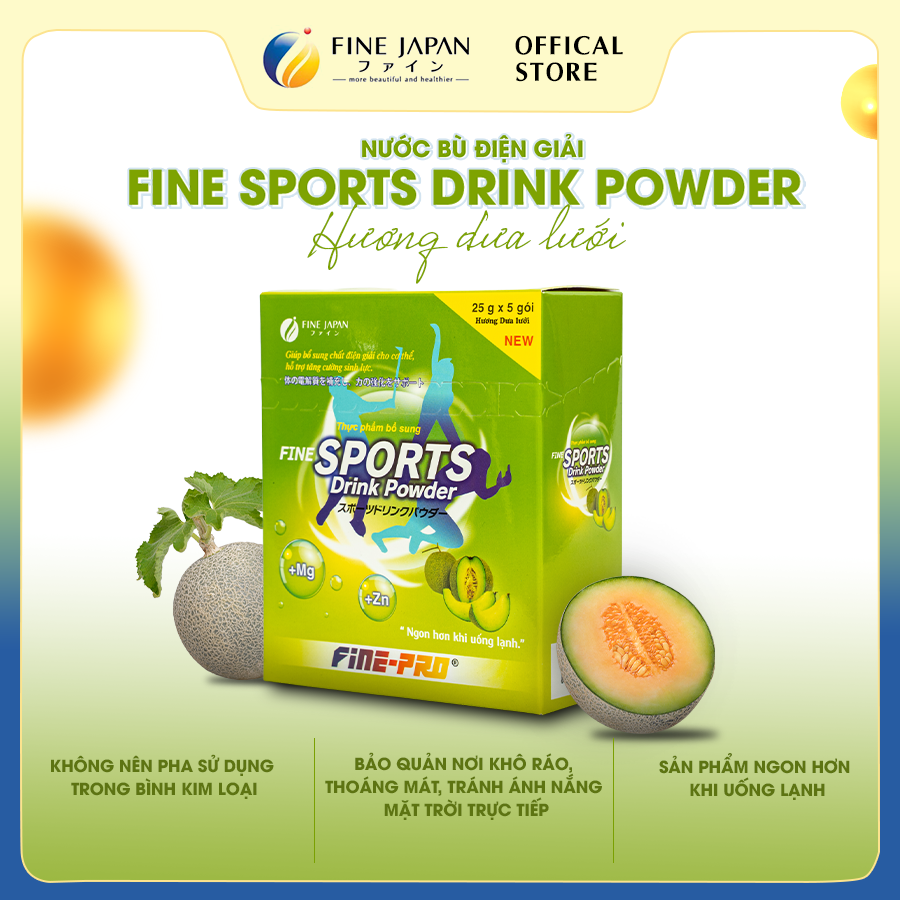 Bột pha nước điện giải Sport Drink FINE JAPAN hương dưa lưới hộp 5 gói
