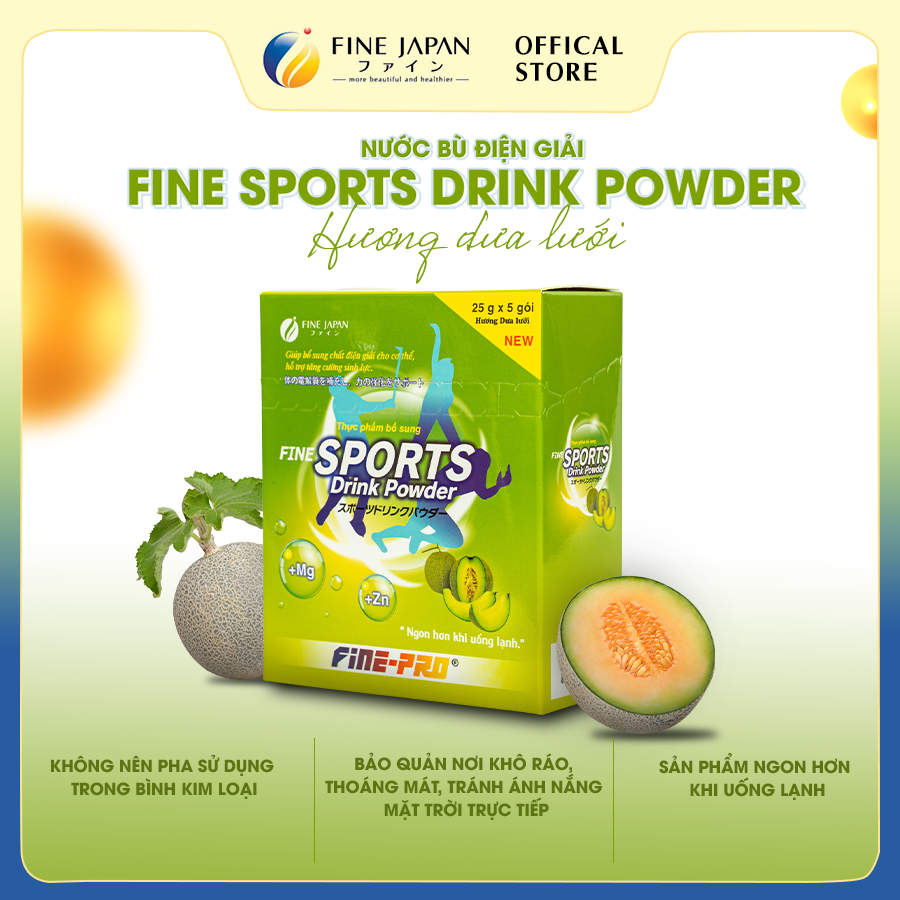 Bột Pha Nước Điện Giải Sport Drink Fine Japan Hương Dưa Lưới 5 Gói