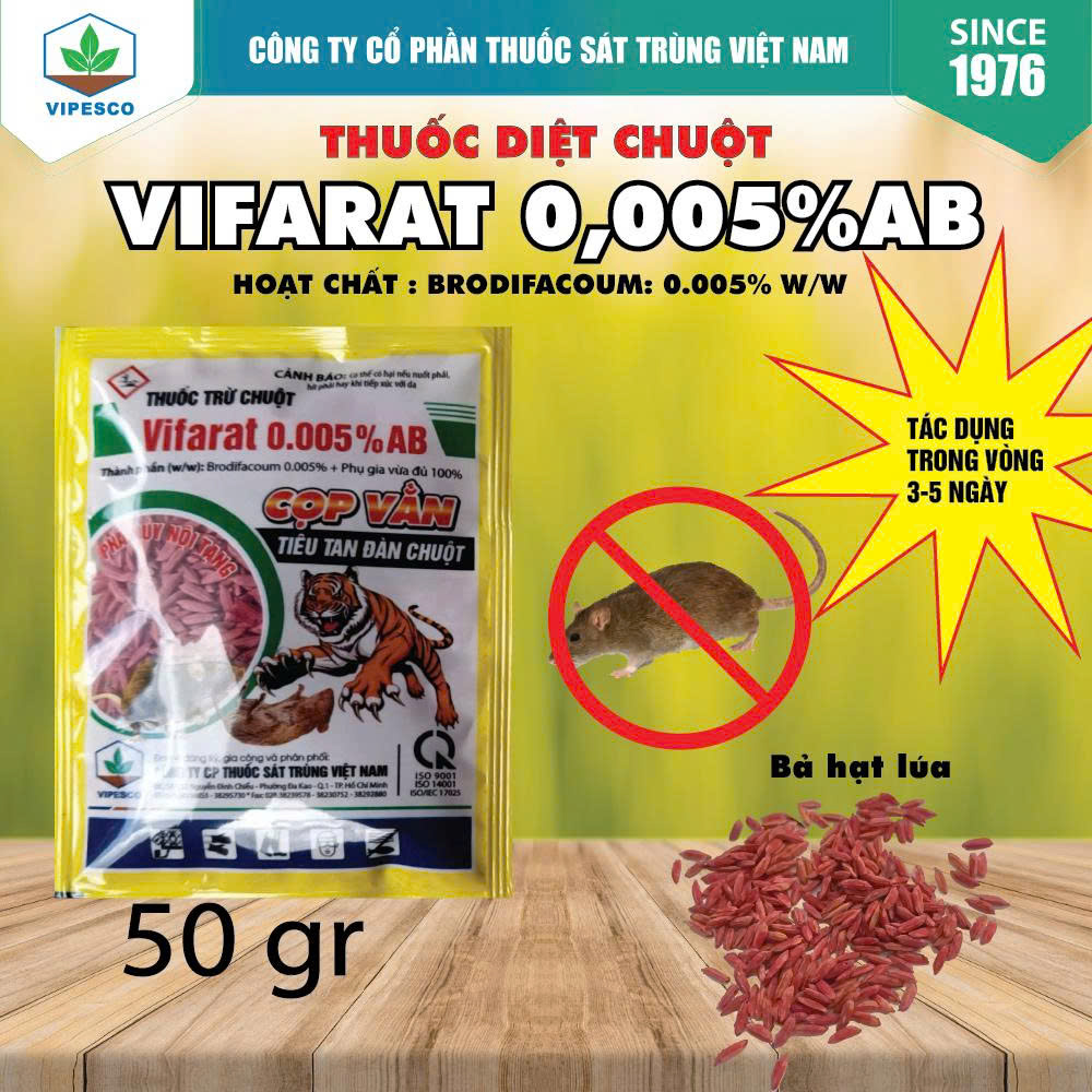 THUỐC DIỆT CHUỘT - VIFARAT 0.005% AB (50gr)