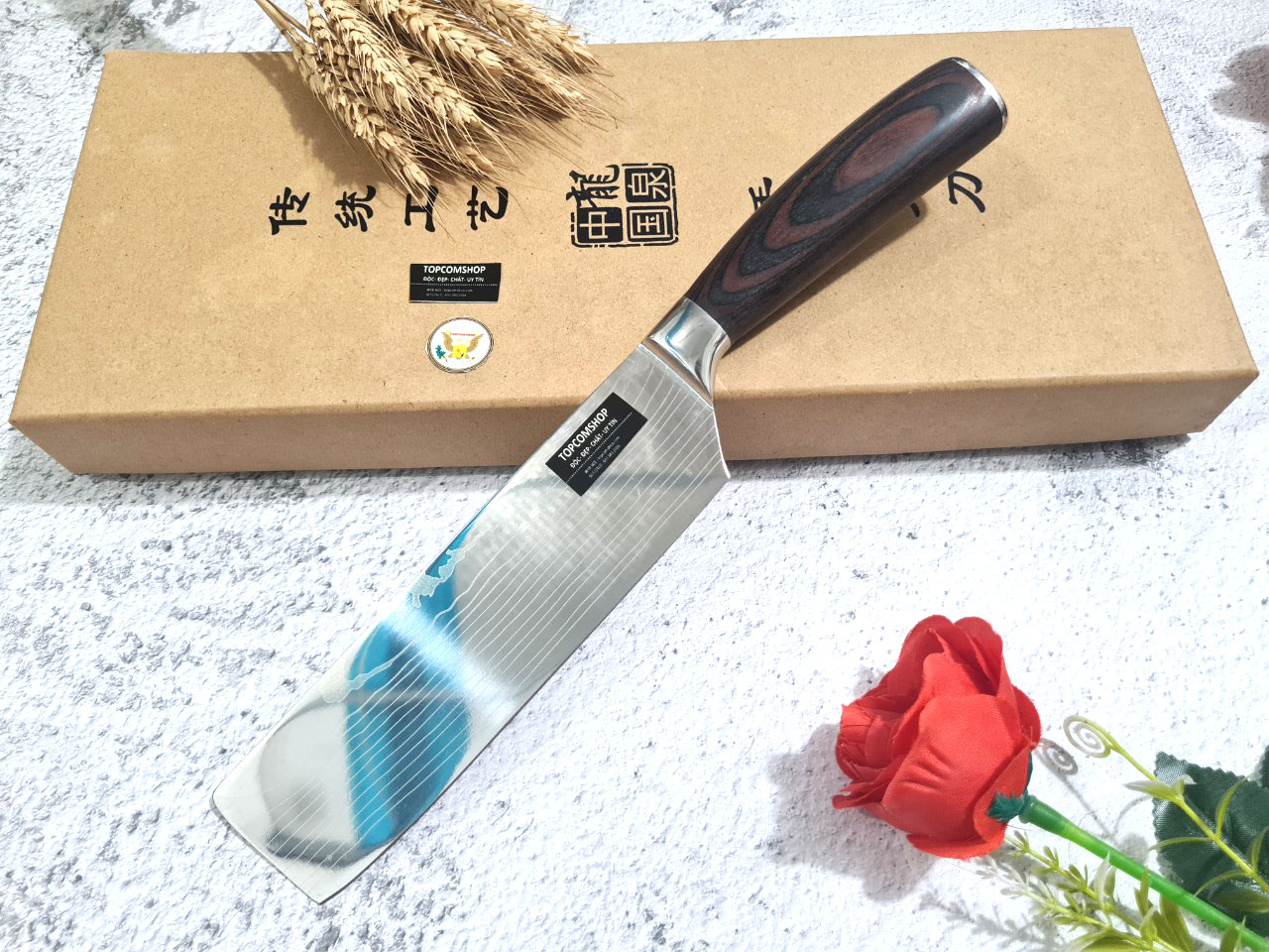 DAO - DAO BẾP NHẬT BẢN USUBA THÉP DAMASCUS MÃ DT125 nt topcomshop vn
