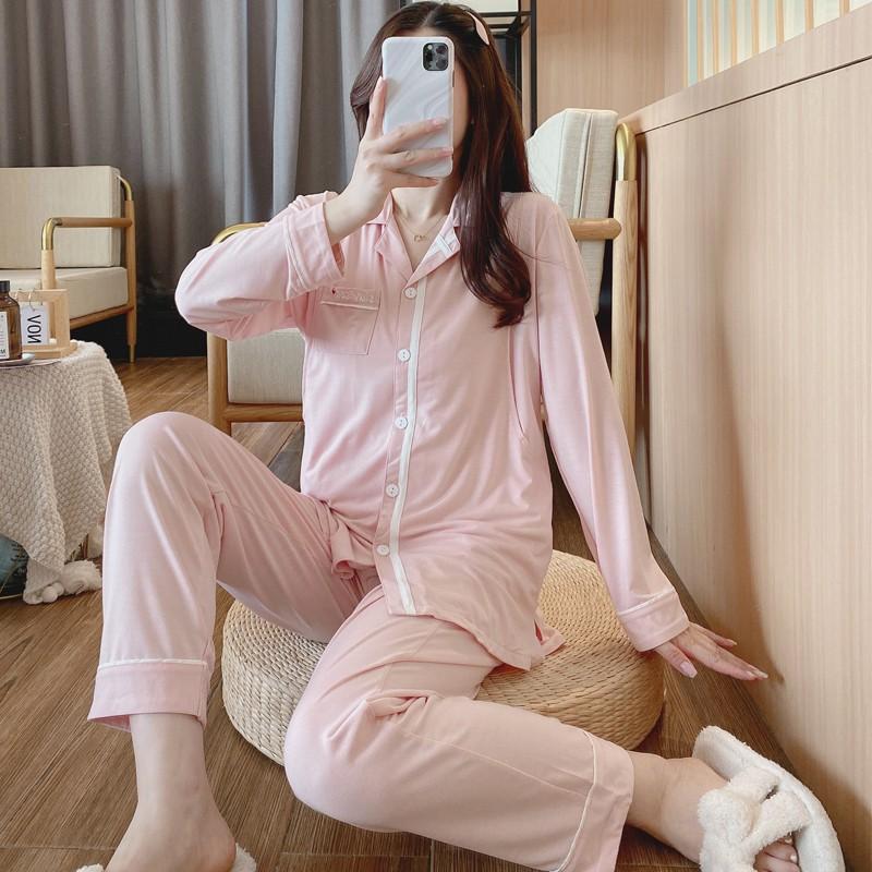 Bộ mặc nhà và sau sinh modal dáng Pyjamas xanh và hồng Snugg