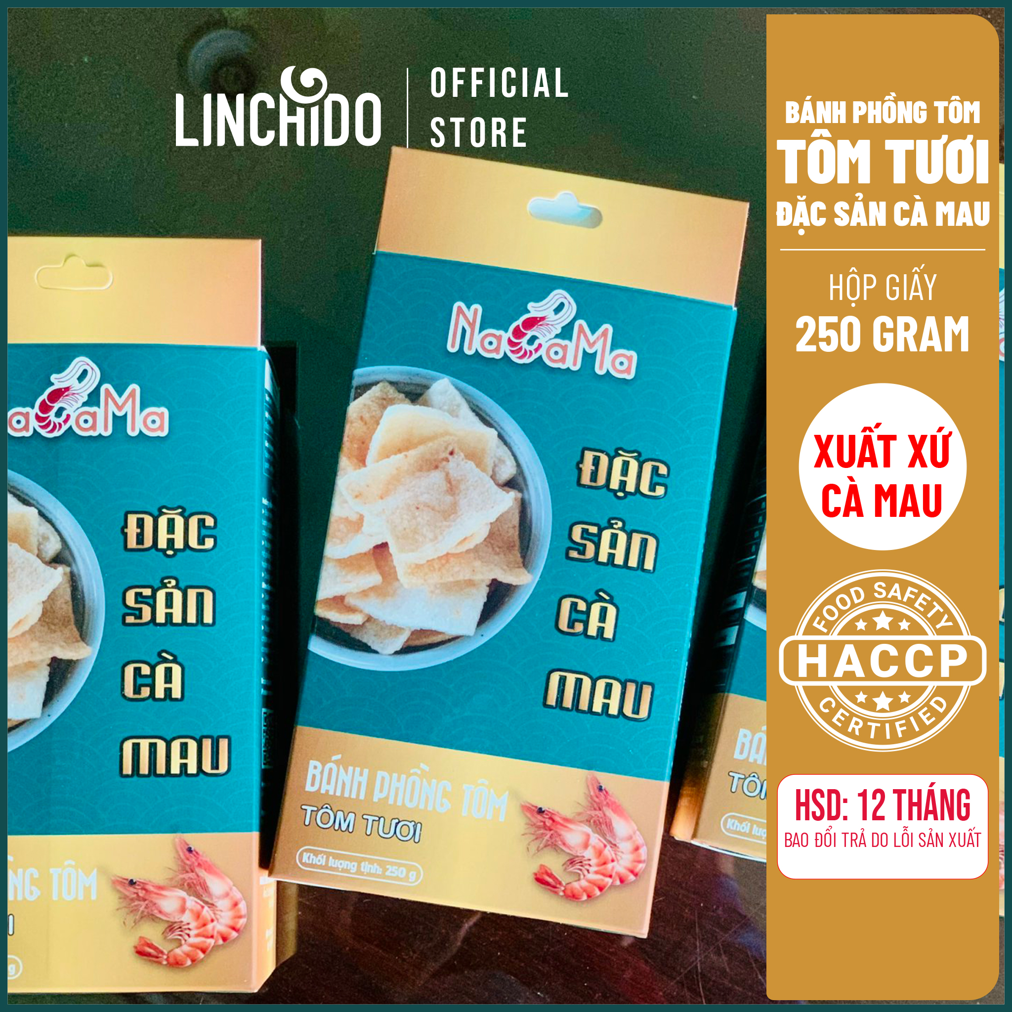 Bánh phồng Tôm Cà Mau - Tôm Tươi - NACAMA - Hộp 250 GRAM