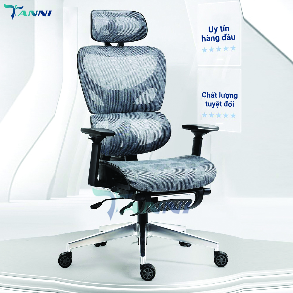 Ghế Xoay Văn Phòng Công Thái Học Châu Âu Cao Cấp Có Ngả Lưng TANNI Premium Pro 1, Ghế Xoay Ngồi Làm Việc Ergonomic Nhập Khẩu