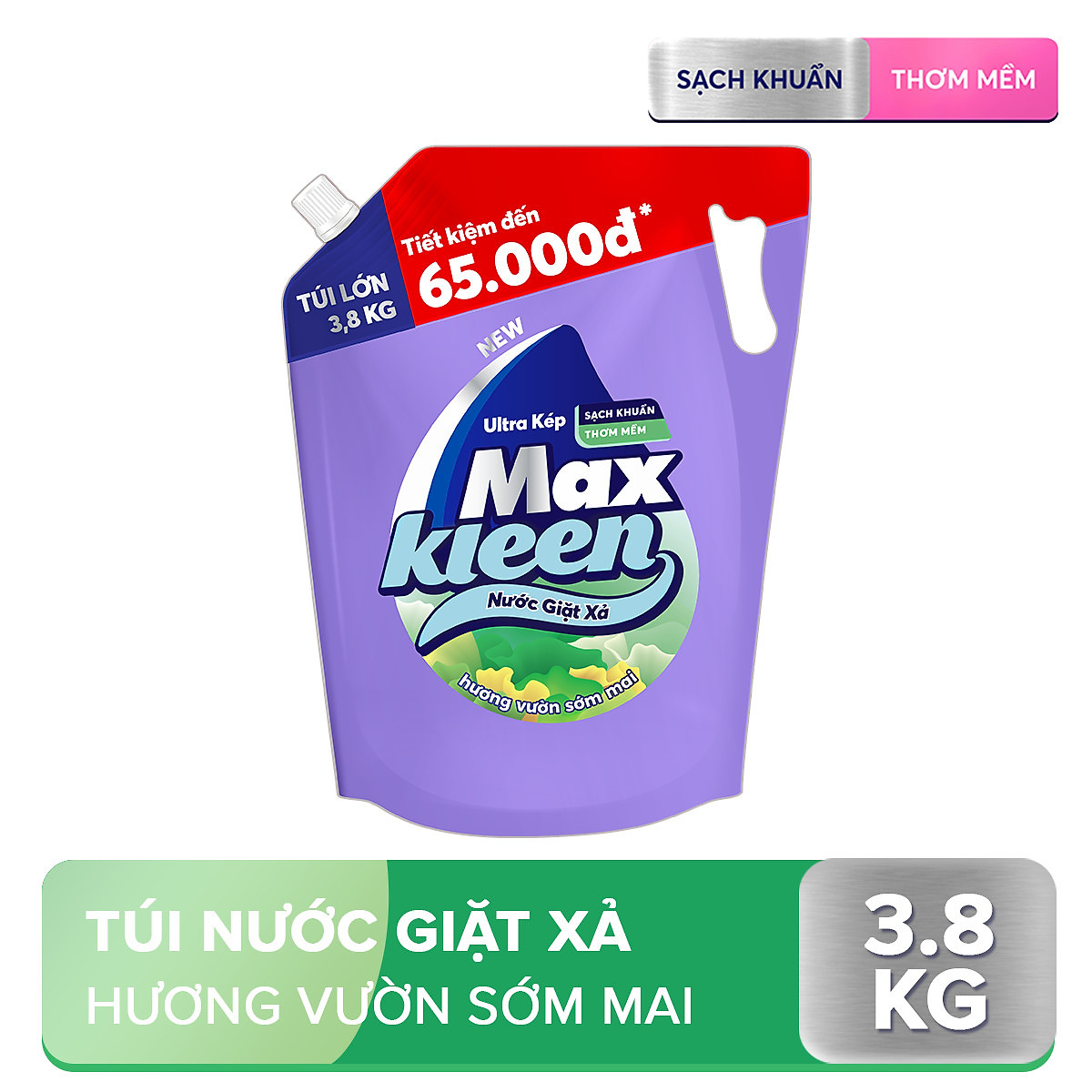 Túi Nước Giặt Xả Maxkleen Hương Vườn Sớm Mai (3.8kg)